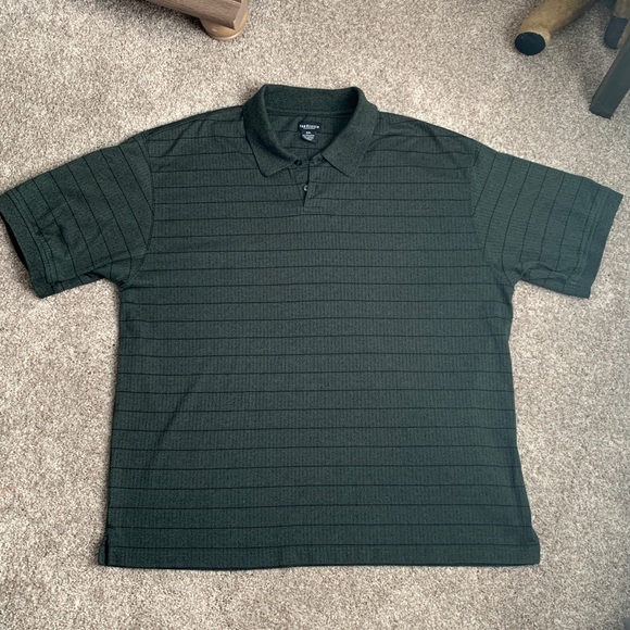 Van Heusen Men’s Dark Green with Black Stripes Polo Shirt Size XXL - Picture 1 of 6